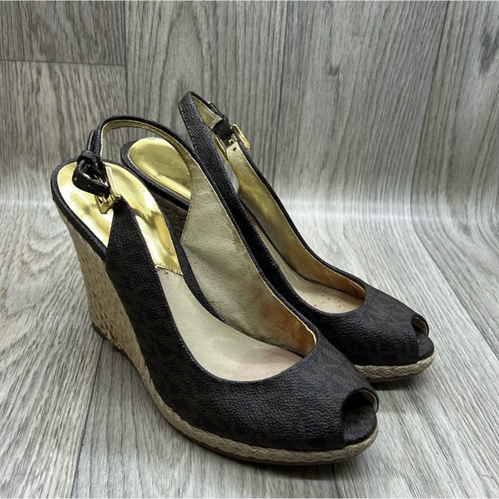 Michael Kors Keagan Sling Back Peep Toe  Wedge Sandals